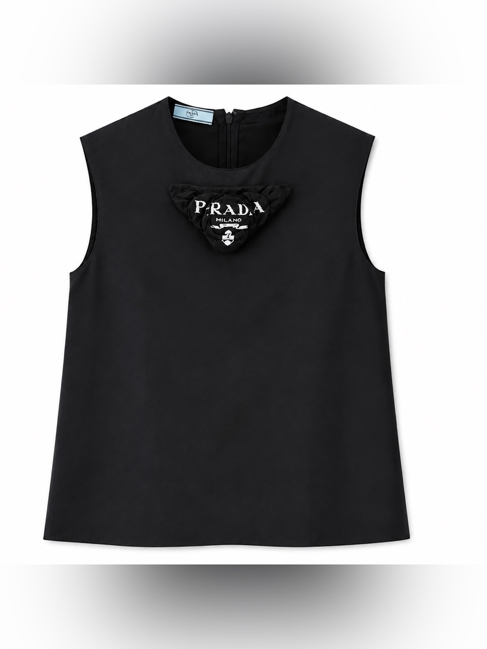 🚩steal Prada Black Sleeveless Logo-Patch Tank Top